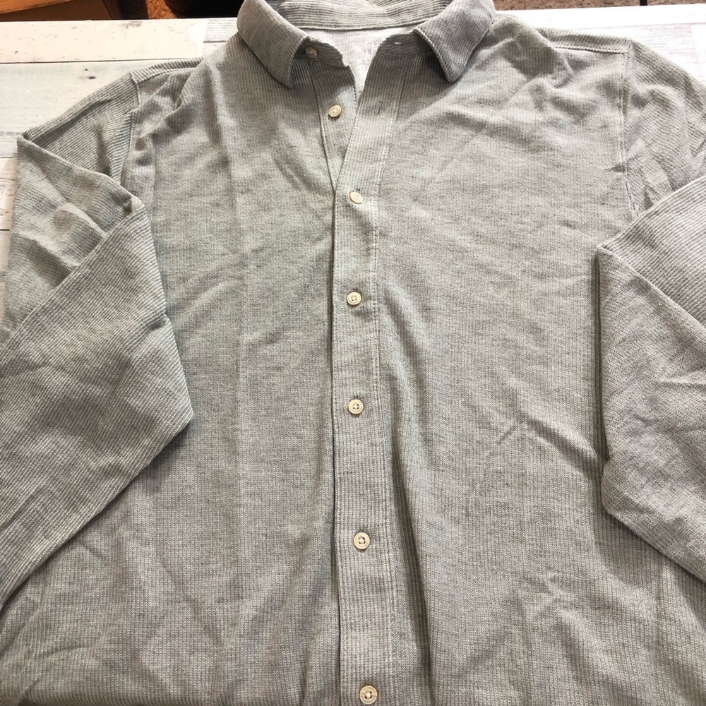 George Men's Grayish Green Long Sleeve Button Up Shirt L